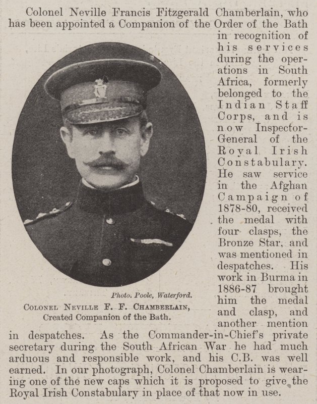 Pułkownik Neville F F Chamberlain, stworzył Towarzysza Łaźni autorstwa English Photographer