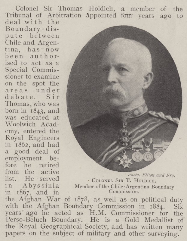 Pułkownik Sir T Holdich, członek Komisji Granicznej Chile-Argentyna autorstwa English Photographer