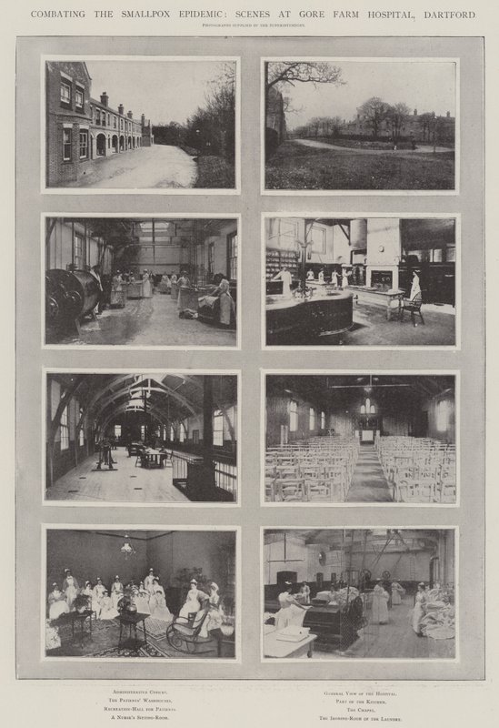 Zwalczanie epidemii ospy, sceny w szpitalu Gore Farm, Dartford autorstwa English Photographer