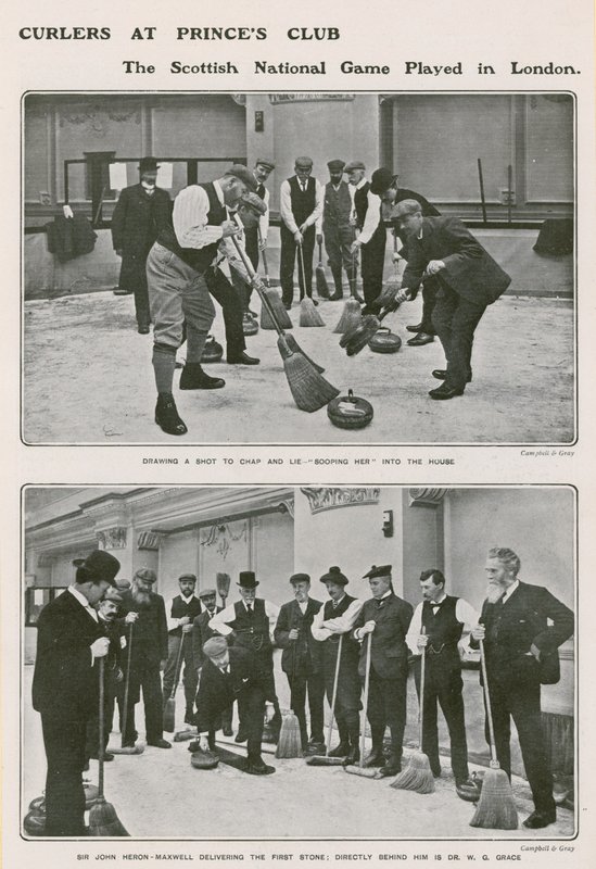 Curlers w Princes Club, szkockiej narodowej grze w Londynie autorstwa English Photographer