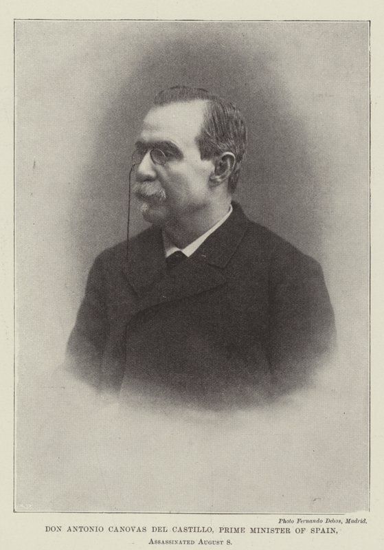 Don Antonio Canovas del Castillo, premier Hiszpanii, zamordowany 8 sierpnia autorstwa English Photographer