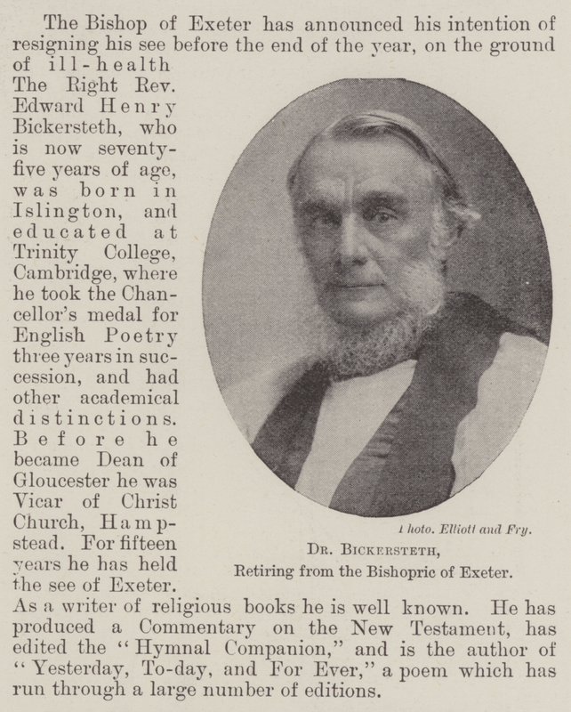 Dr Bickersteth, odchodzący na emeryturę z biskupstwa Exeter autorstwa English Photographer