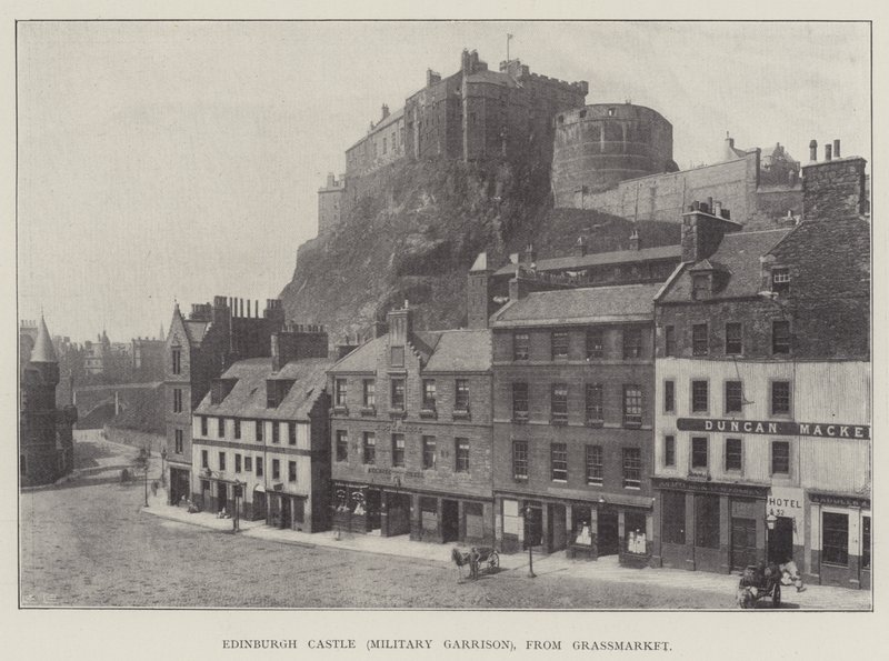 Zamek w Edynburgu (garnizon wojskowy), z Grassmarket autorstwa English Photographer