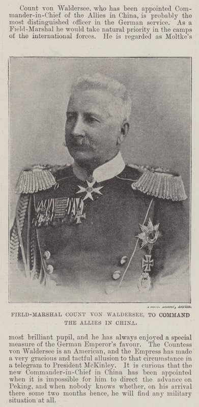 Feldmarszałek hrabia von Waldersee, dowodzący aliantami w Chinach autorstwa English Photographer
