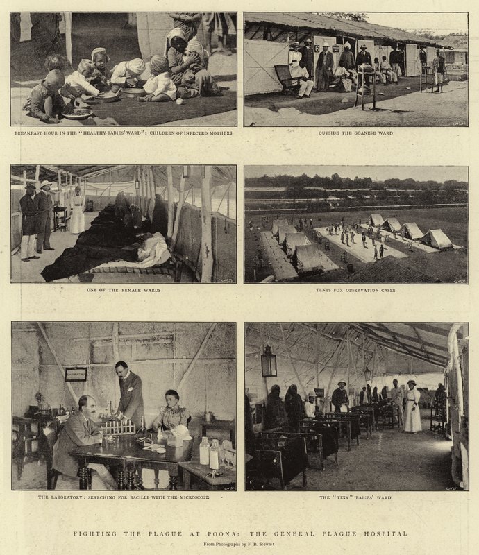 Walka z zarazą w Poona, General Plague Hospital autorstwa English Photographer