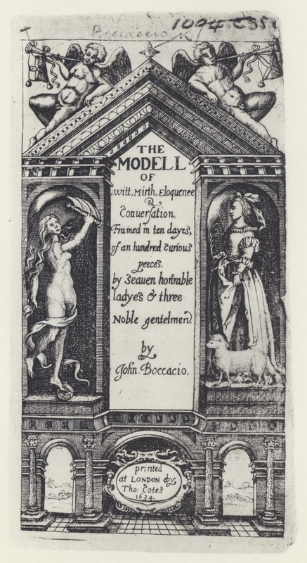 G Boccaccio, The Modell of Witt, Decameron, T Cotes dla B Allena i W Hope 1634 (zdjęcie czarno-białe) autorstwa English Photographer