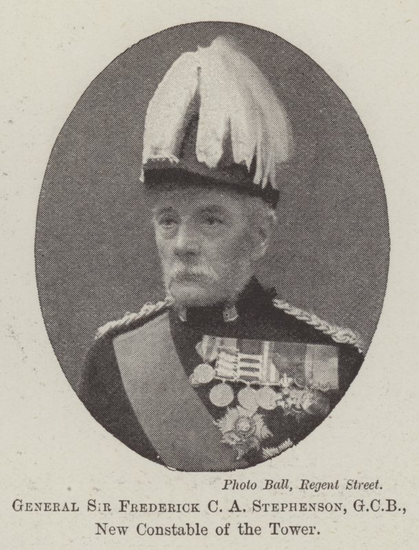 Generał Sir Frederick C A Stephenson, GCB, nowy konstabl wieży autorstwa English Photographer