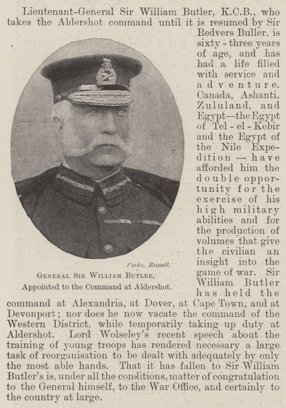 Generał Sir William Butler, mianowany do Dowództwa w Aldershot autorstwa English Photographer