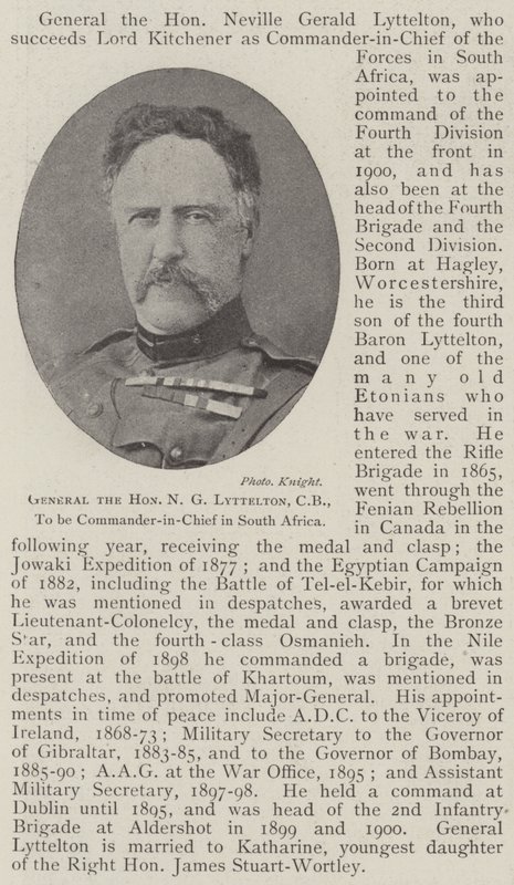 Generał honorowy N G Lyttelton, CB, zostanie głównodowodzącym w Republice Południowej Afryki autorstwa English Photographer