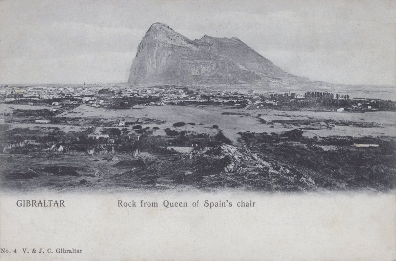 Gibraltar, Skała z krzesła królowej Hiszpanii (zdjęcie czarno-białe) autorstwa English Photographer
