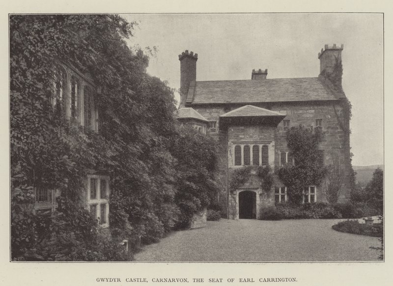Zamek Gwydyr, Carnarvon, siedziba hrabiego Carrington autorstwa English Photographer