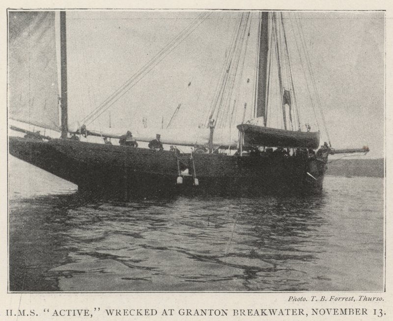 HMS Active, rozbity w Granton Breakwater, 13 listopada autorstwa English Photographer
