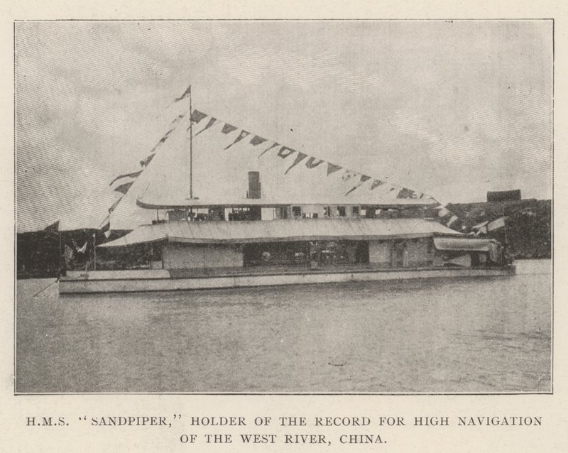 HMS Sandpiper, posiadacz rekordu wysokiej żeglugi na rzece Zachodniej, Chiny autorstwa English Photographer