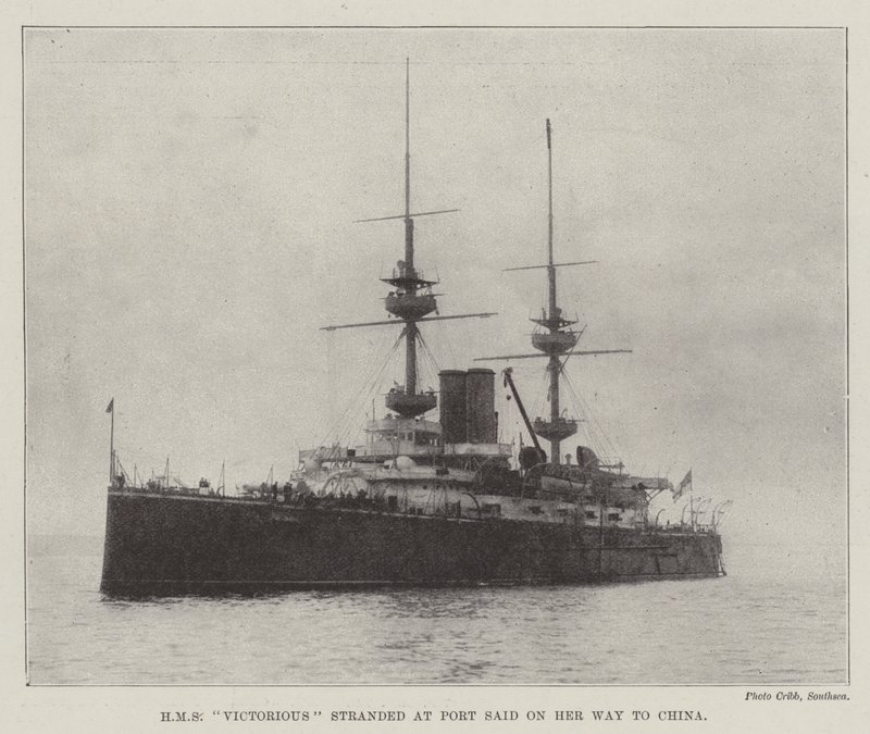 HMS Victorious utknął w Port Said w drodze do Chin autorstwa English Photographer