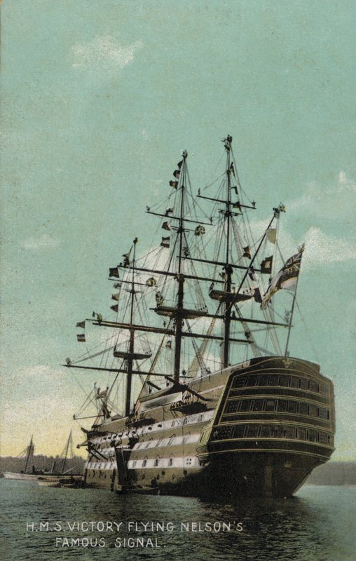 HMS Victory lecący na słynnym sygnale Nelsona (zdjęcie) autorstwa English Photographer