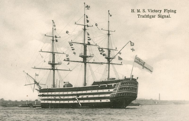 HMS Victory, latający sygnał Trafalgar autorstwa English Photographer