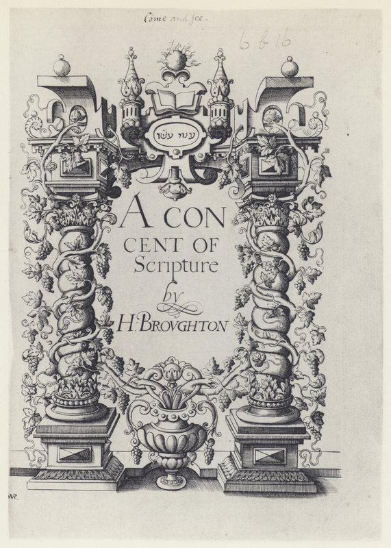 H Broughton, Koncent Pisma Świętego, G Simson i W White 1590 (zdjęcie czarno-białe) autorstwa English Photographer