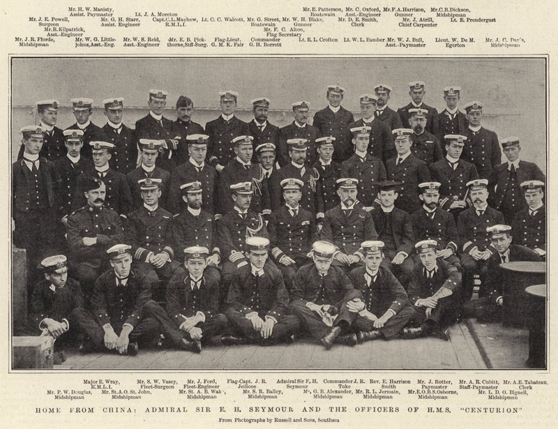 Dom z Chin, admirał Sir EH Seymour i oficerowie HMS Centurion autorstwa English Photographer