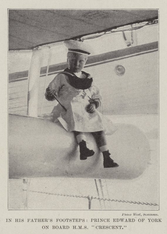Idąc śladami ojca, książę Edward York na pokładzie HMS Crescent autorstwa English Photographer