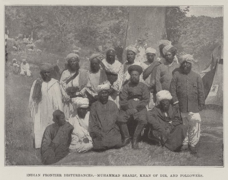 Indyjskie zakłócenia na pograniczu, Muhammad Sharif, Khan of Dir i zwolennicy autorstwa English Photographer