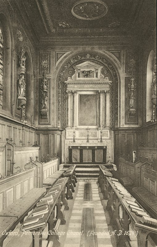 Wnętrze, kaplica Pembroke College, Oxford, Oxfordshire (zdjęcie czarno-białe) autorstwa English Photographer