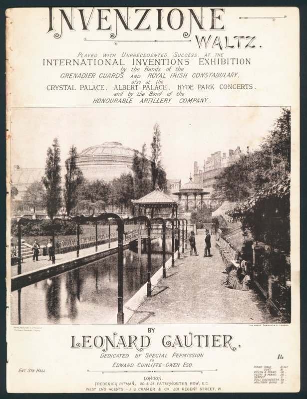 Invenzione Waltz, skomponowany na Międzynarodowe Wystawy Wynalazków, Kensington, 1885 autorstwa English Photographer