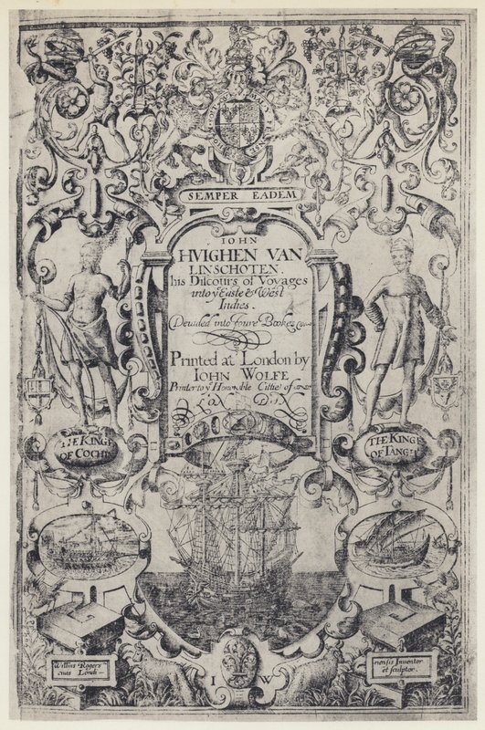 J Linschoten, Dyskurs podróży, J Wolfe 1598 (zdjęcie czarno-białe) autorstwa English Photographer