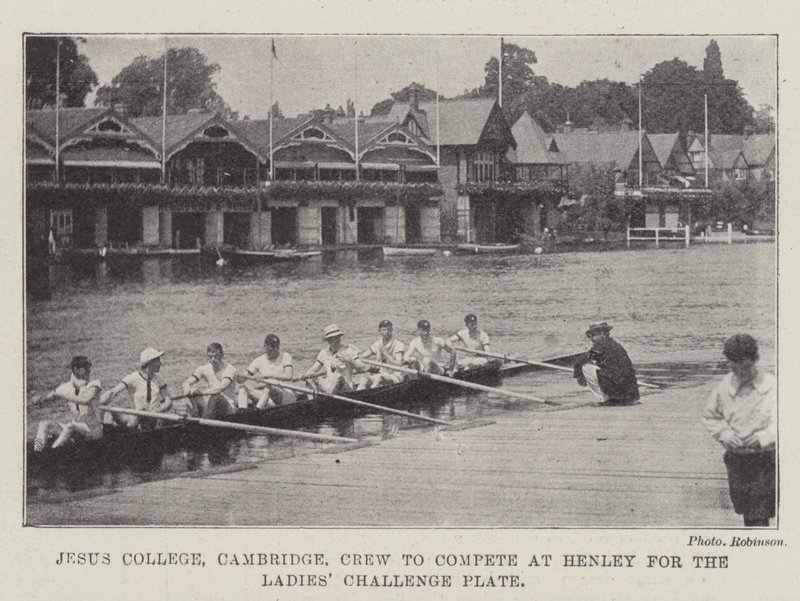 Jesus College, Cambridge, Crew, aby rywalizować w Henley o galę Ladies Challenge autorstwa English Photographer