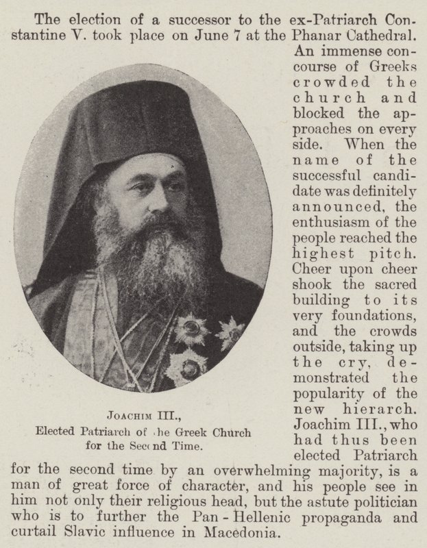 Joachim III, wybrany po raz drugi patriarchą Kościoła greckiego autorstwa English Photographer