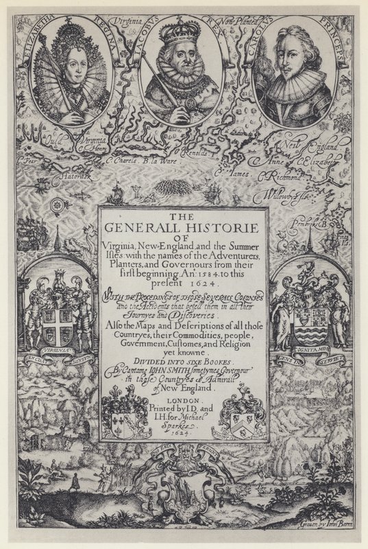 John Smith, The Generall History of Virginia, J Dawson za M Sparkes 1624 (zdjęcie czarno-białe) autorstwa English Photographer