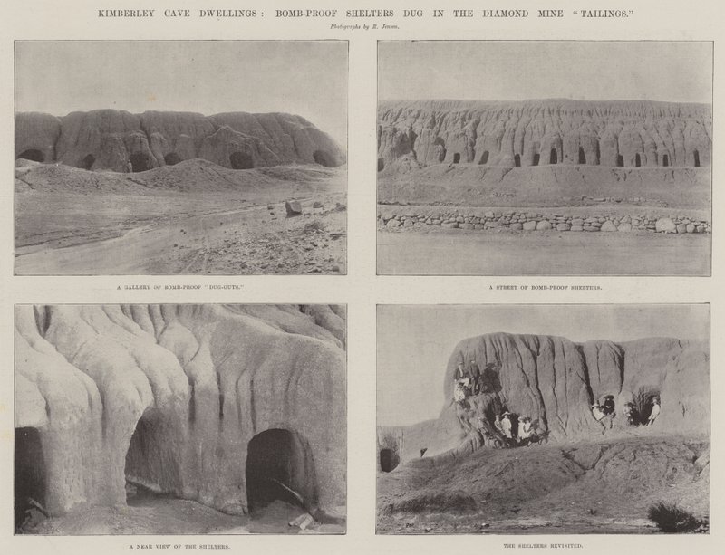 Kimberley Cave Dwellings, schrony bomboodporne wykopane w odpadach kopalni diamentów autorstwa English Photographer
