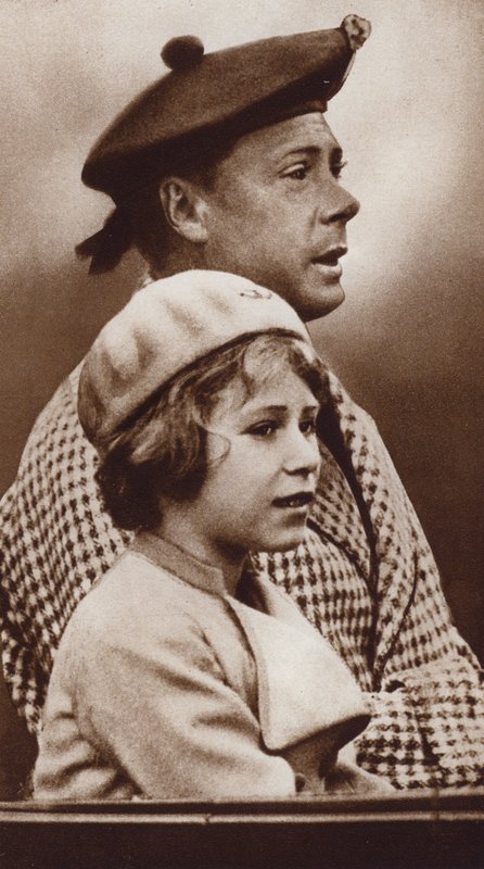 Król Edward VIII i jego siostrzenica, przyszła królowa Elżbieta II (zdjęcie czarno-białe) autorstwa English Photographer