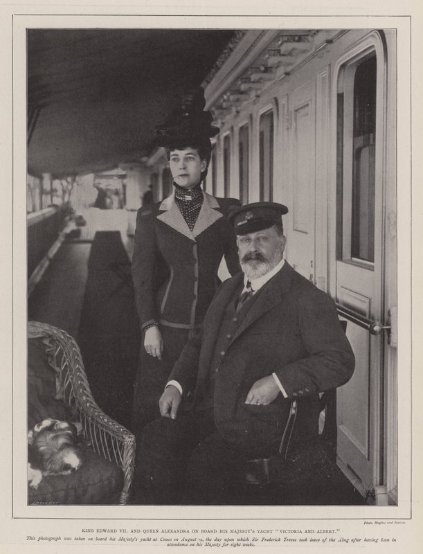 Król Edward VII i królowa Aleksandra na pokładzie jachtu His Majestys Victoria and Albert autorstwa English Photographer
