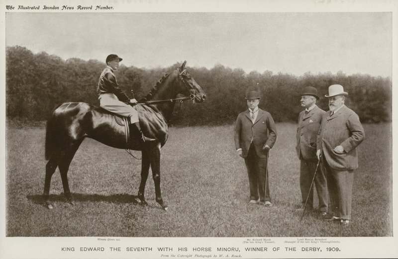 Król Edward VII ze swoim koniem Minoru, zwycięzca Derby autorstwa English Photographer