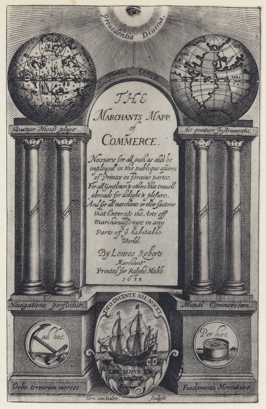 L Roberts, The Merchants Mapp of Commerce, R Mabb 1638 (zdjęcie czarno-białe) autorstwa English Photographer
