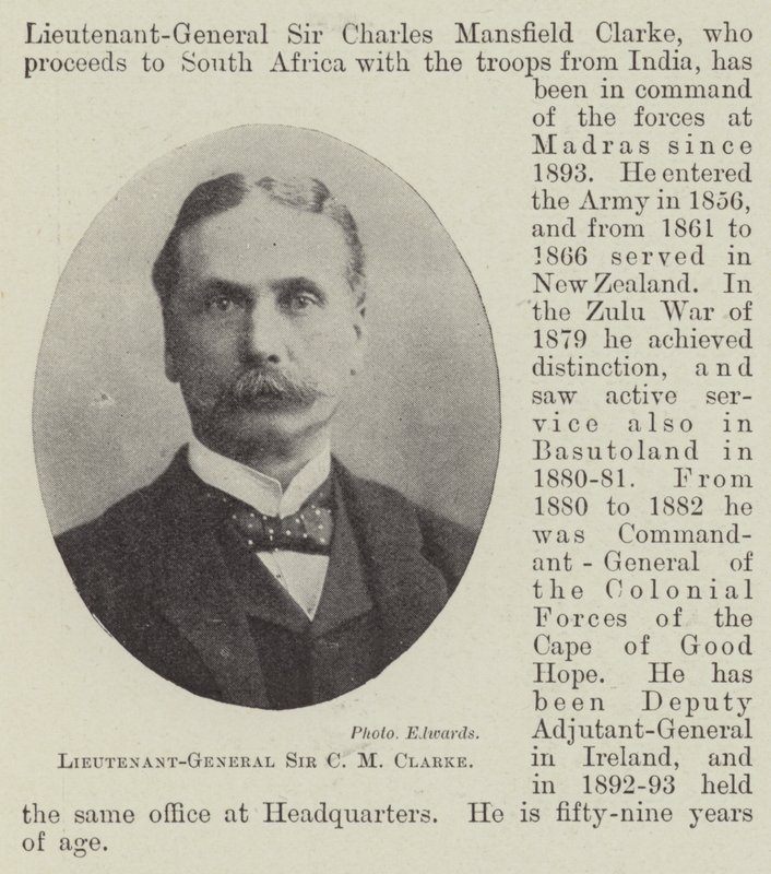 Generał porucznik Sir CM Clarke autorstwa English Photographer