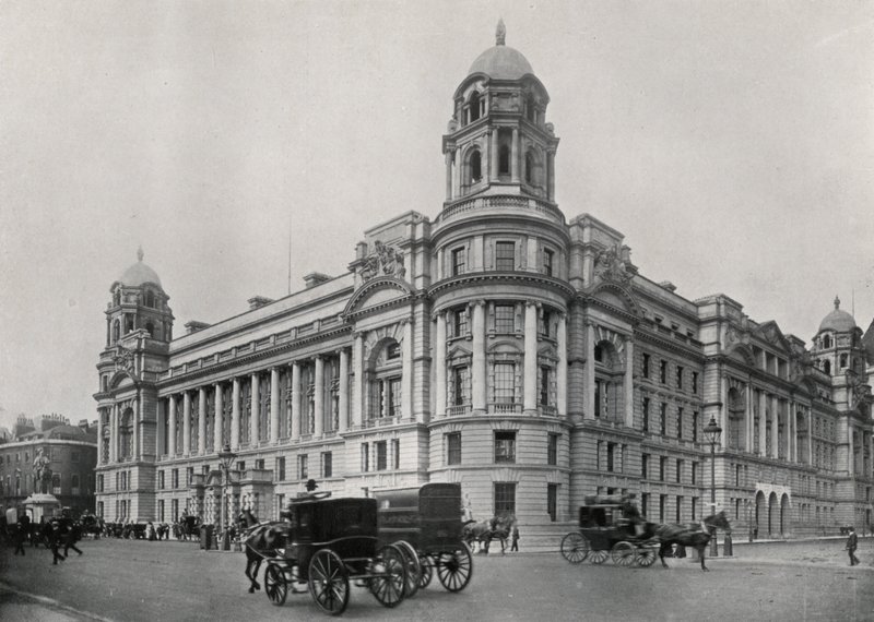 Londyn: Biuro Wojny, Whitehall (zdjęcie czarno-białe) autorstwa English Photographer