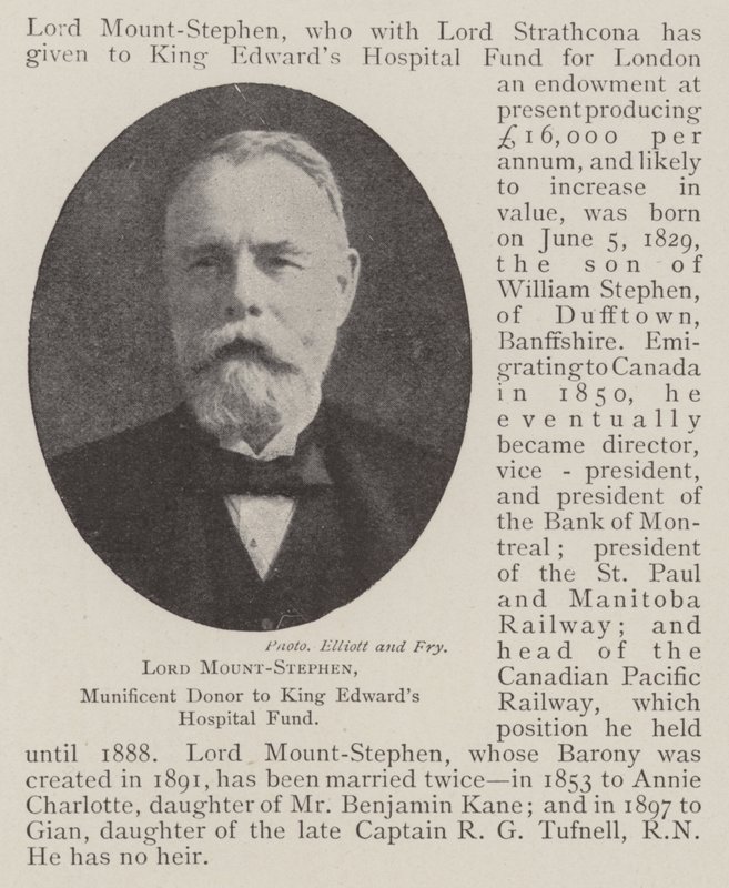Lord Mount-Stephen, szczodry darczyńca Funduszu Szpitala im. Króla Edwardsa autorstwa English Photographer