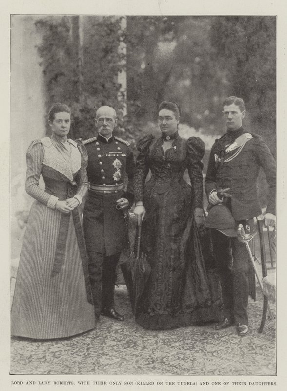 Lord i Lady Roberts, z ich jedynym synem (zabitym na Tugela) i jedną z ich córek autorstwa English Photographer