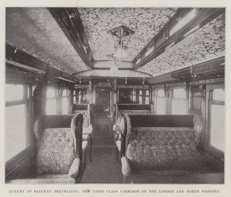 Luksus podróżowania koleją, nowy wagon pierwszej klasy w Londynie i na północnym zachodzie autorstwa English Photographer