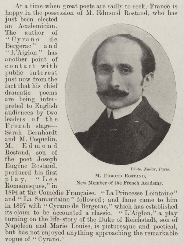 M Edmond Rostand, nowy członek Akademii Francuskiej autorstwa English Photographer