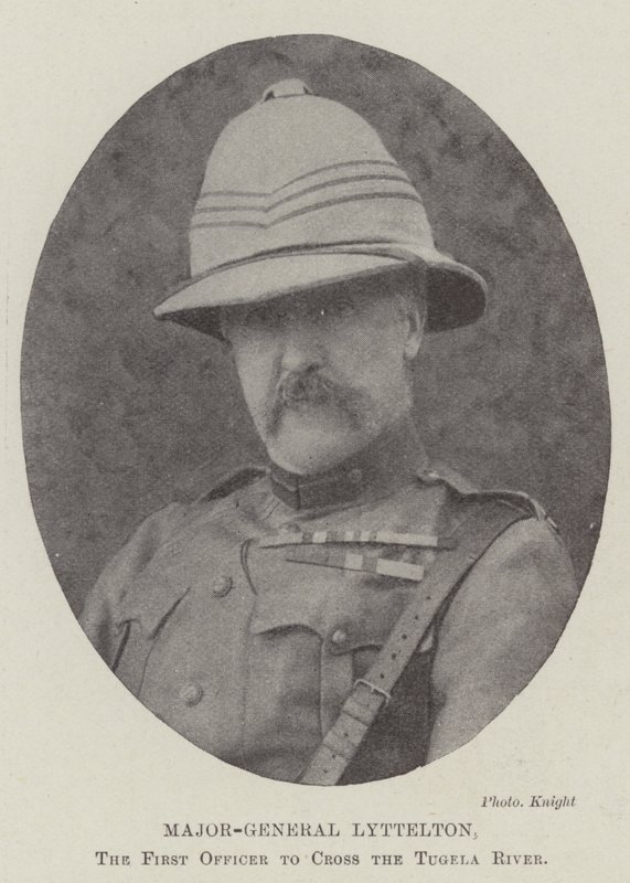 Generał major Lyttelton, pierwszy oficer, który przekroczył rzekę Tugela autorstwa English Photographer