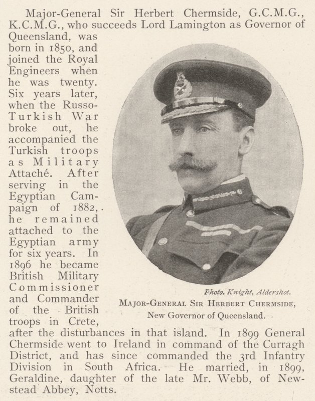Generał dywizji Sir Herbert Chermside, nowy gubernator Queensland autorstwa English Photographer