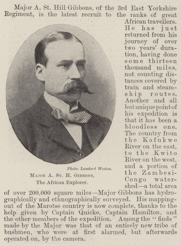 Major A St. H Gibbons, afrykański odkrywca autorstwa English Photographer