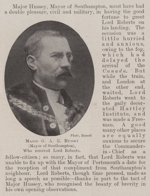 Major GA E Hussey (burmistrz Southampton), który przyjął Lorda Robertsa autorstwa English Photographer