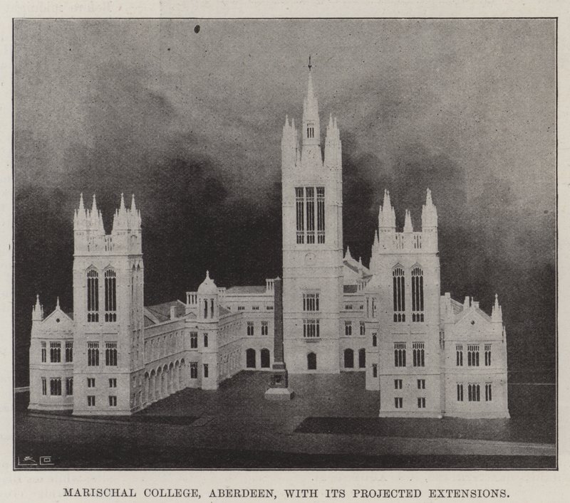 Marischal College w Aberdeen z planowanymi rozszerzeniami autorstwa English Photographer