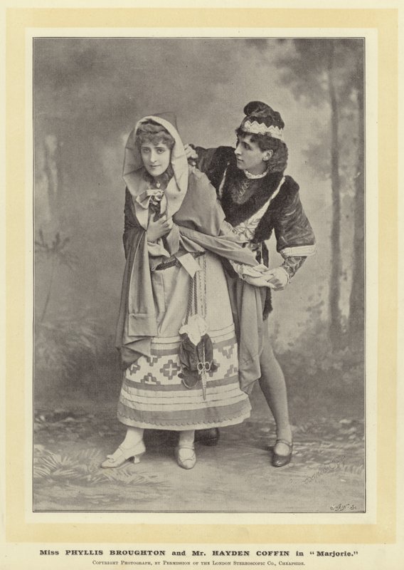 Panna Phyllis Broughton i pan Hayden Coffin w Marjorie autorstwa English Photographer