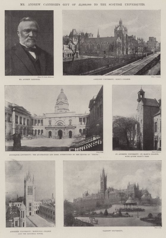 Dar Andrew Carnegie w wysokości 200,000 funtów dla szkockich uniwersytetów autorstwa English Photographer