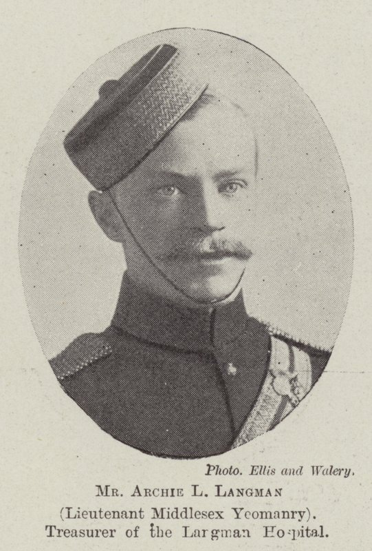 Pan Archie L Langman, porucznik Middlesex Yeomanry, skarbnik szpitala Langman autorstwa English Photographer