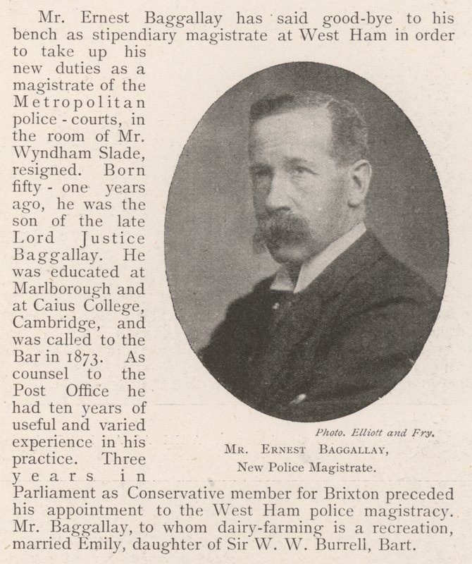 Pan Ernest Baggallay, nowy sędzia policji autorstwa English Photographer